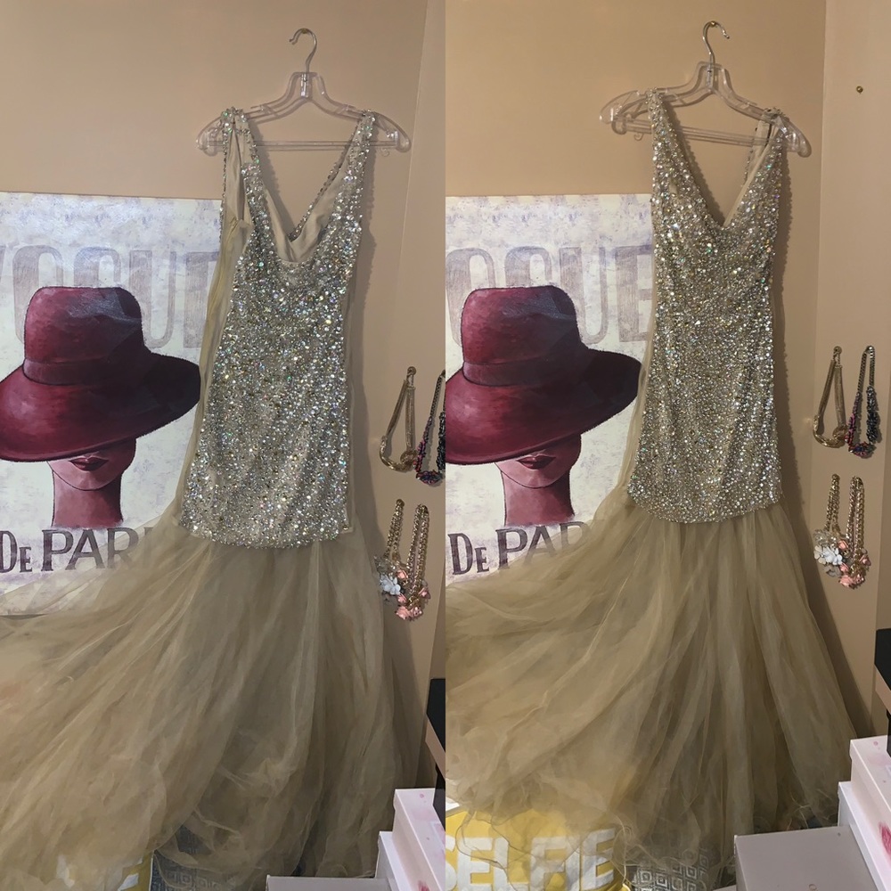 Jovani Beaded Sequin and Sheer Gown.